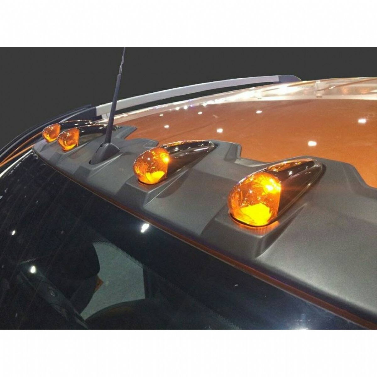 Ducki Ford Ranger 2012-2018 Turuncu 4 Ledli Tavan Şapkası Kep (ABS Plastik)