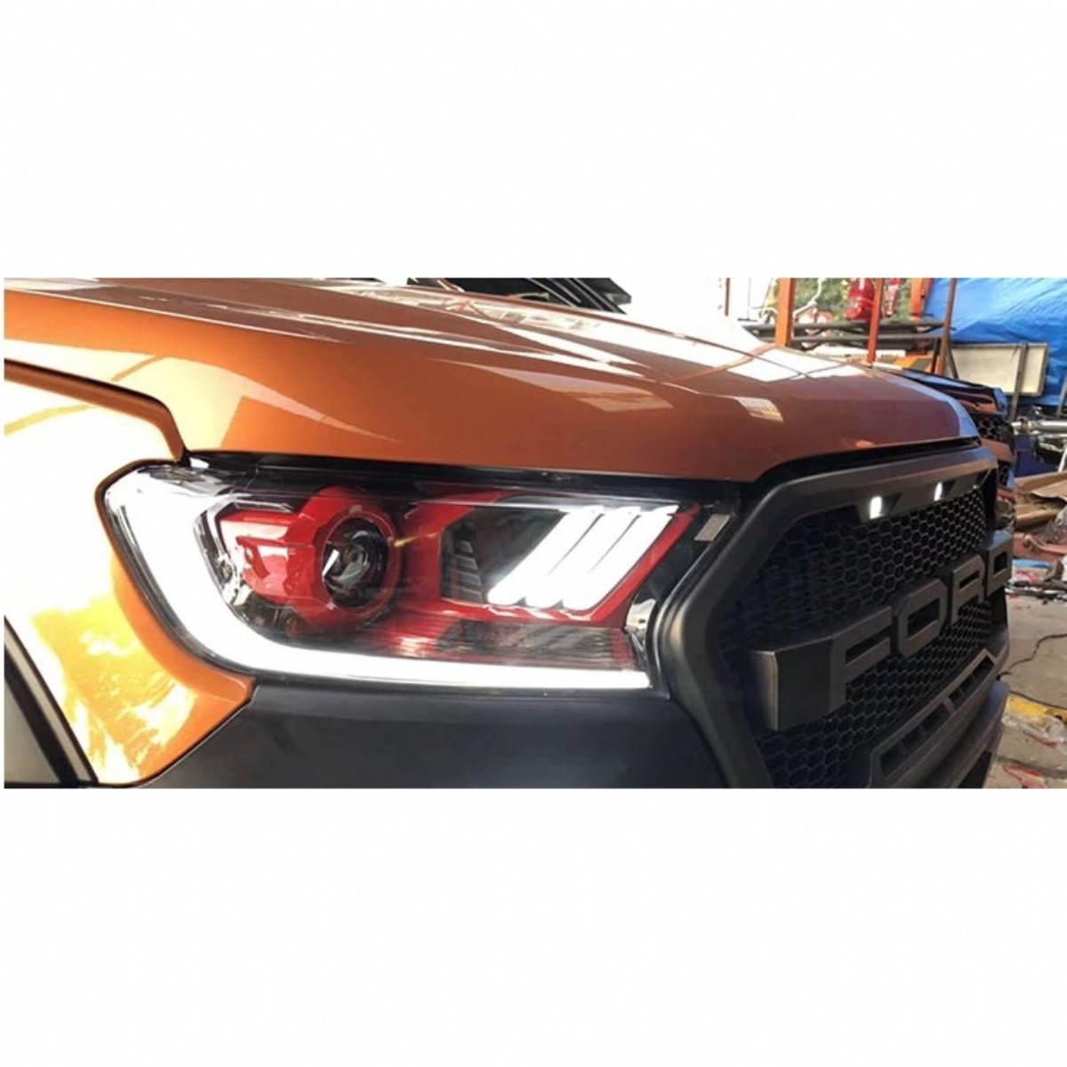 Ducki Ford Ranger 2016-2022 Ledli Mustang Tipi Far Kırmızı
