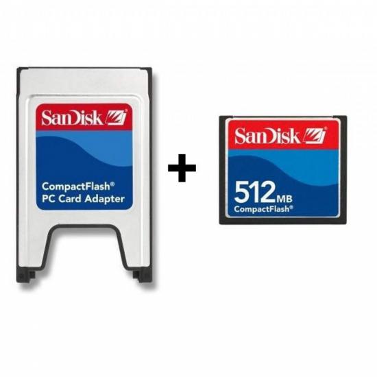 PCMCIA-CF Adaptör + 512MB CF Kart